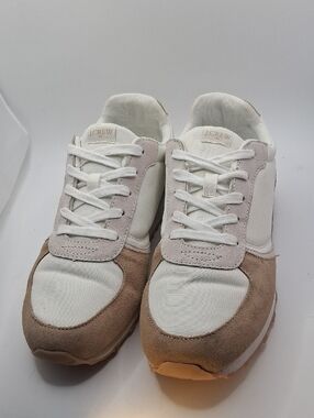 J. Crew Men's White and Tan Suede-Trim Sneakers